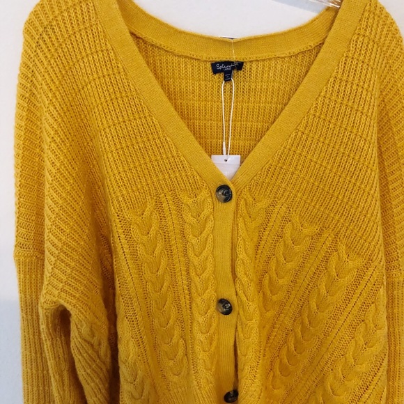 Splendid Sweaters Splendid Mustard Yellow Cable Knit Cardigan Poshmark